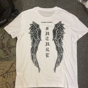 Brand new white T-shirts with wings on the back
